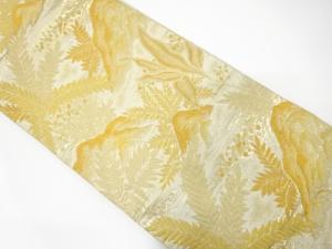 アンティーク　山並に草花模様織り出し袋帯（材料）